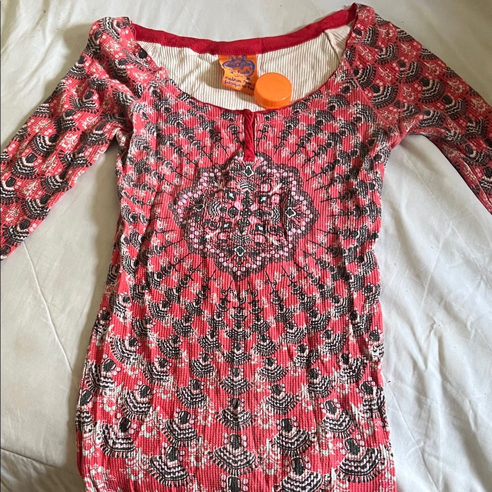 Stylish Red Patterned Women's Top free people Mandela